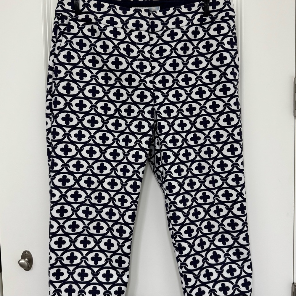 Boden Navy and White Straight Leg Pants 6R
